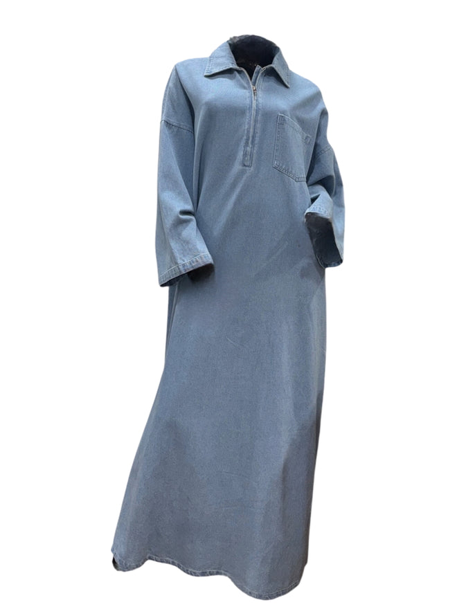 Denim Abaya mit Reißverschluss