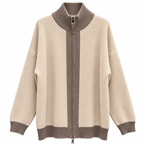 Contrast Zip Cardigan