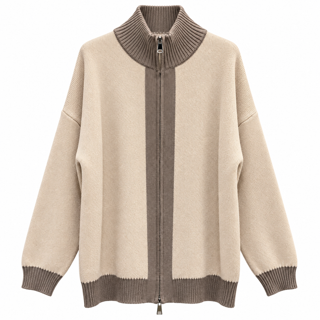 Contrast Zip Cardigan