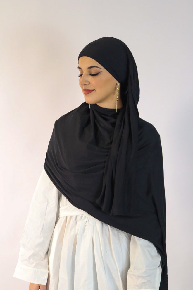 Jersey mit Integriertem Bonnet - Schwarz