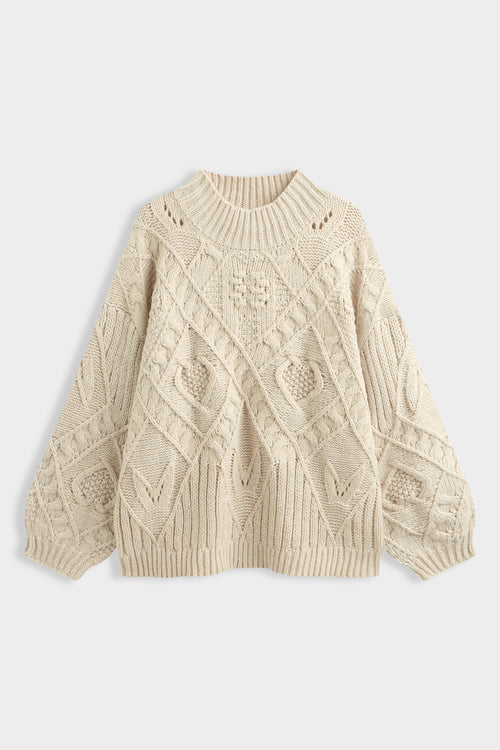 Oversized Zopfstrick Pullover