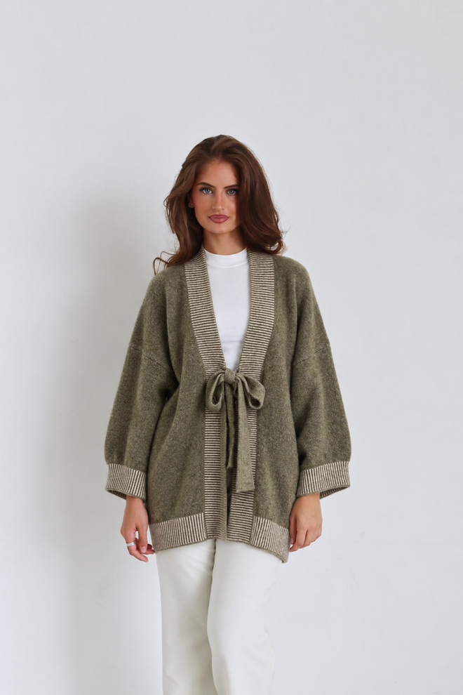 Strickcardigan mit Bindeband