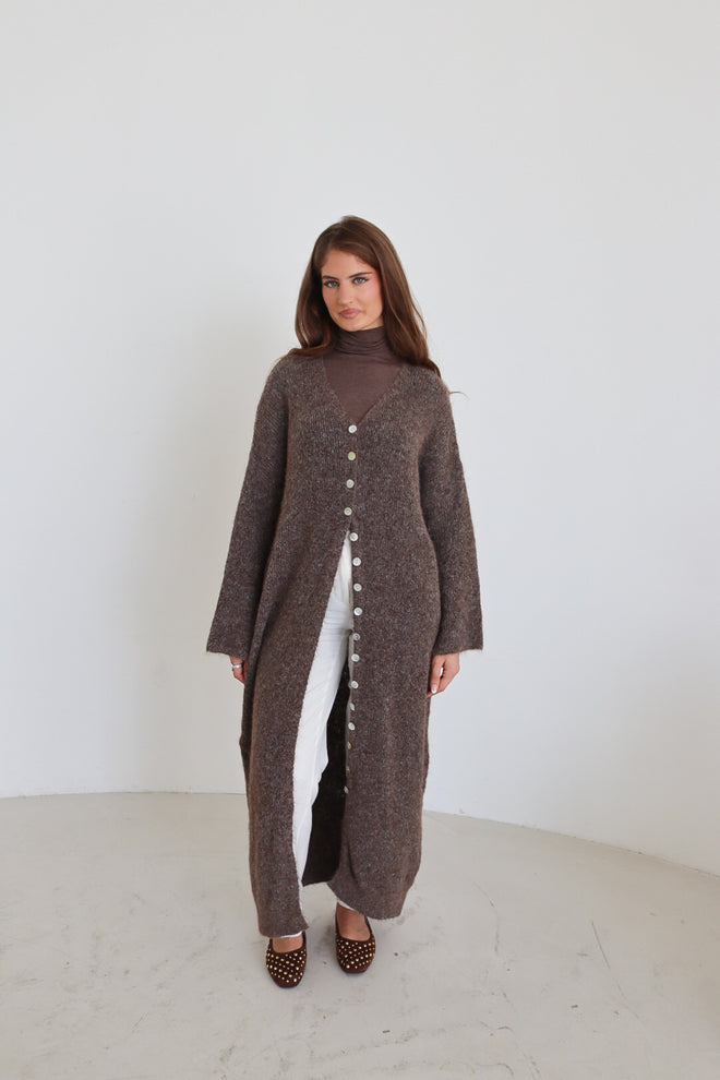 Langer Strickcardigan mit Knopfleiste
