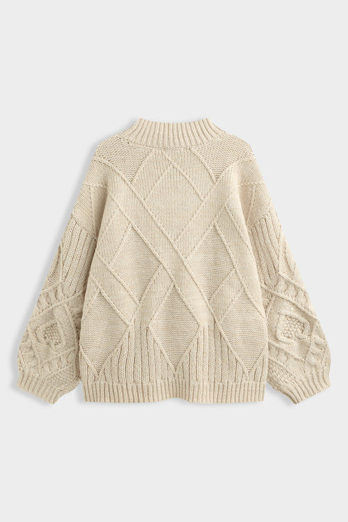 Oversized Zopfstrick Pullover