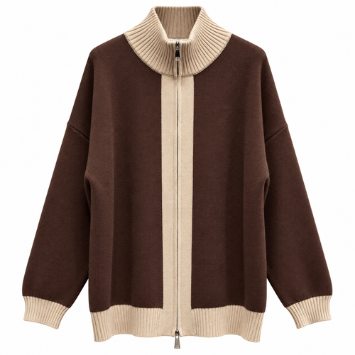 Contrast Zip Cardigan
