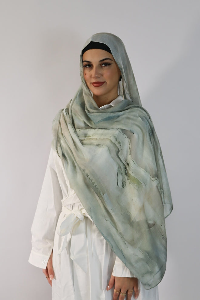 Printed Modal Hijab - Pearl