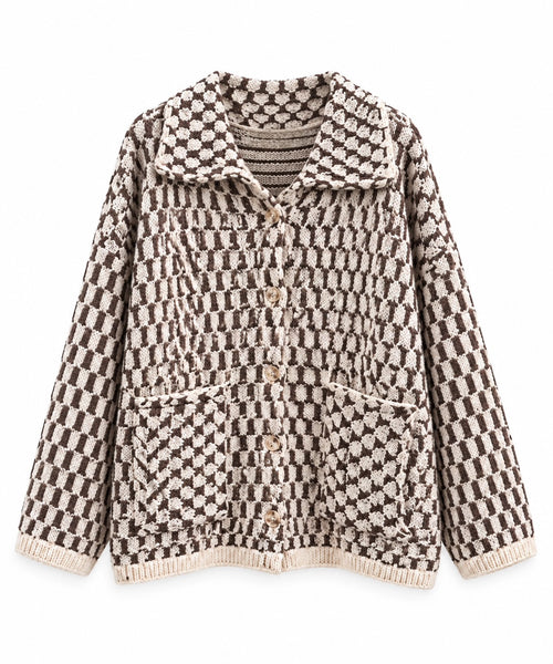 Gemusterter Strickcardigan mit Knopfverschluss