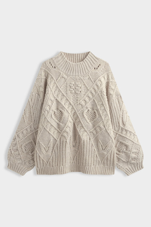 Oversized Zopfstrick Pullover