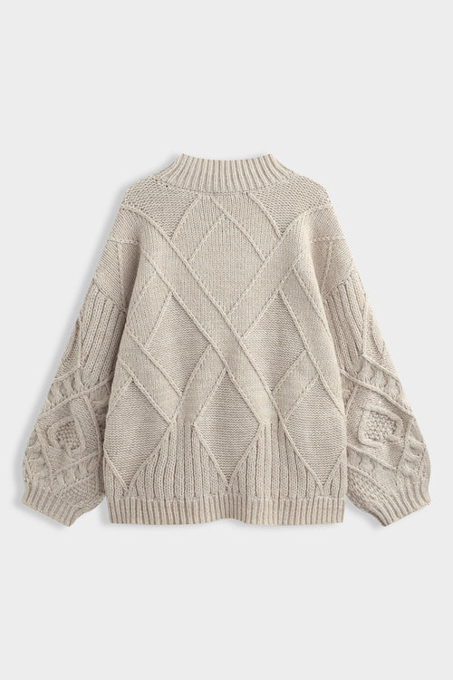 Oversized Zopfstrick Pullover