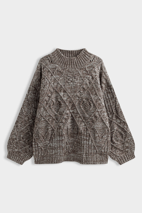 Oversized Zopfstrick Pullover