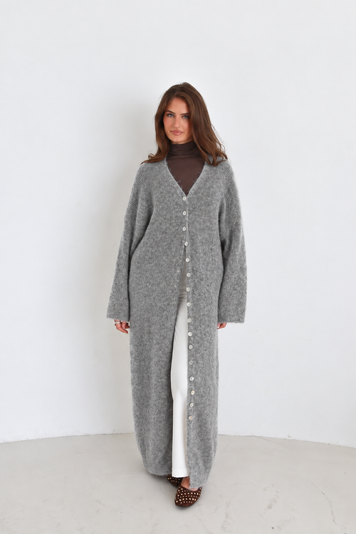 Langer Strickcardigan mit Knopfleiste