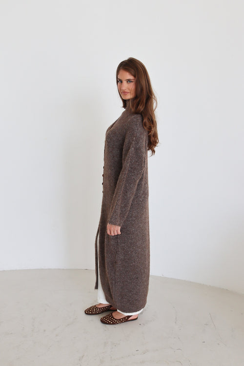 Langer Strickcardigan mit Knopfleiste