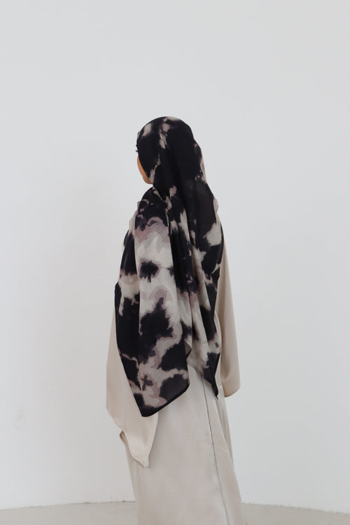 Printed Modal Hijab - Black