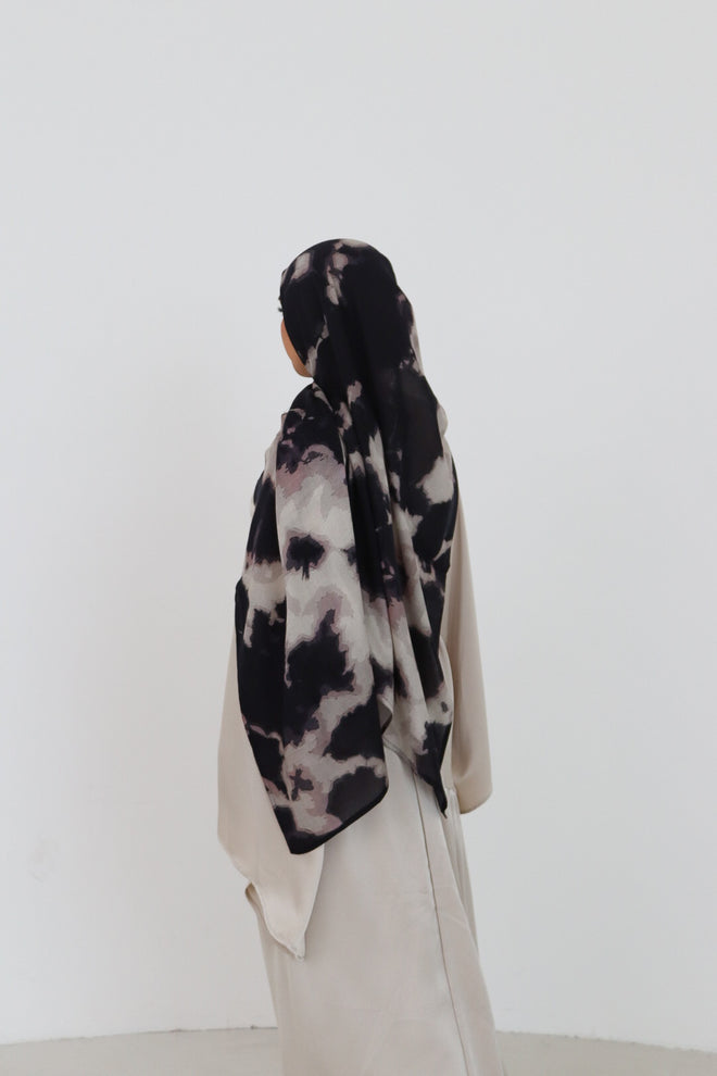 Printed Modal Hijab - Black