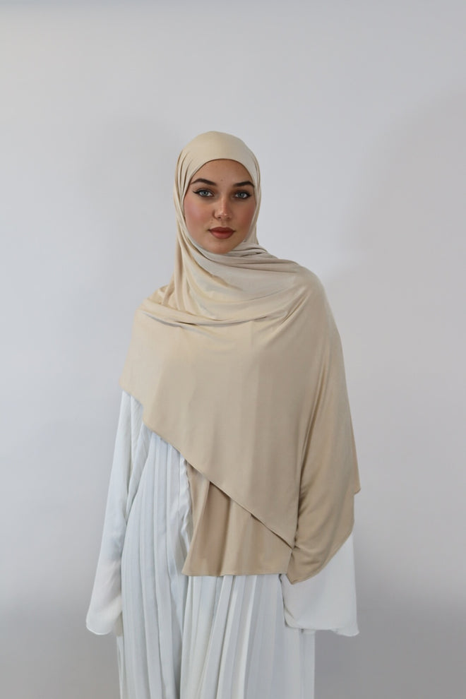 Liquid Jersey Hijab- Cream