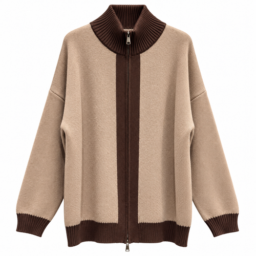 Contrast Zip Cardigan