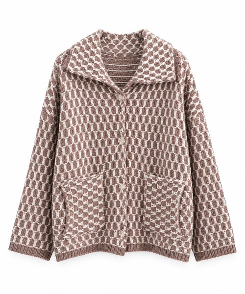 Gemusterter Strickcardigan mit Knopfverschluss